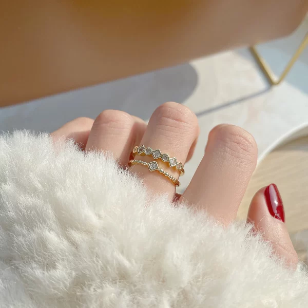 Amani 14k Gold Double Diamond Band Ring