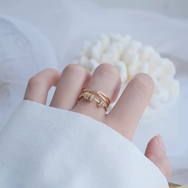 Bernina Gold Adjustable Triple Row Eternity Ring