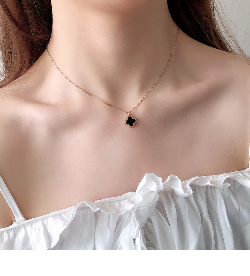 SOPHIE | white or black enamel clover pendant necklace – LIBERTY+BLUSH