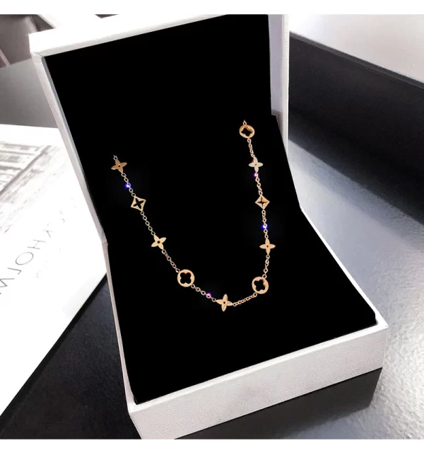 Anastasia Clover & Star Rose Gold Statement Necklace