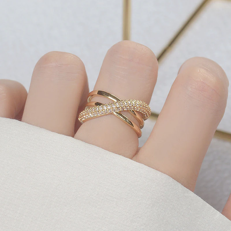 Gigi Gold Adjustable Triple Crossover Band Ring