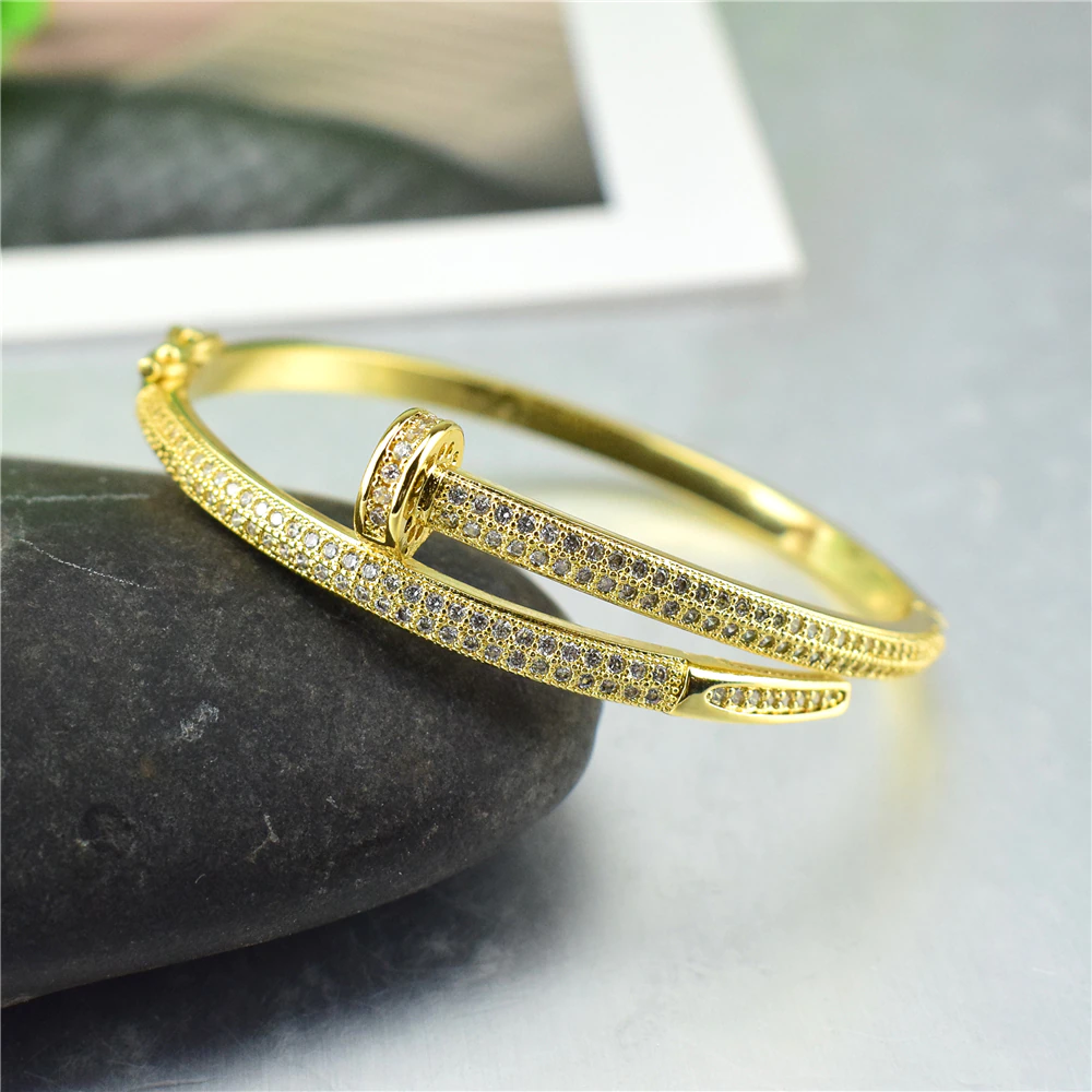 Luxury Gold Paved Nail Bracelet - Glamourize UK