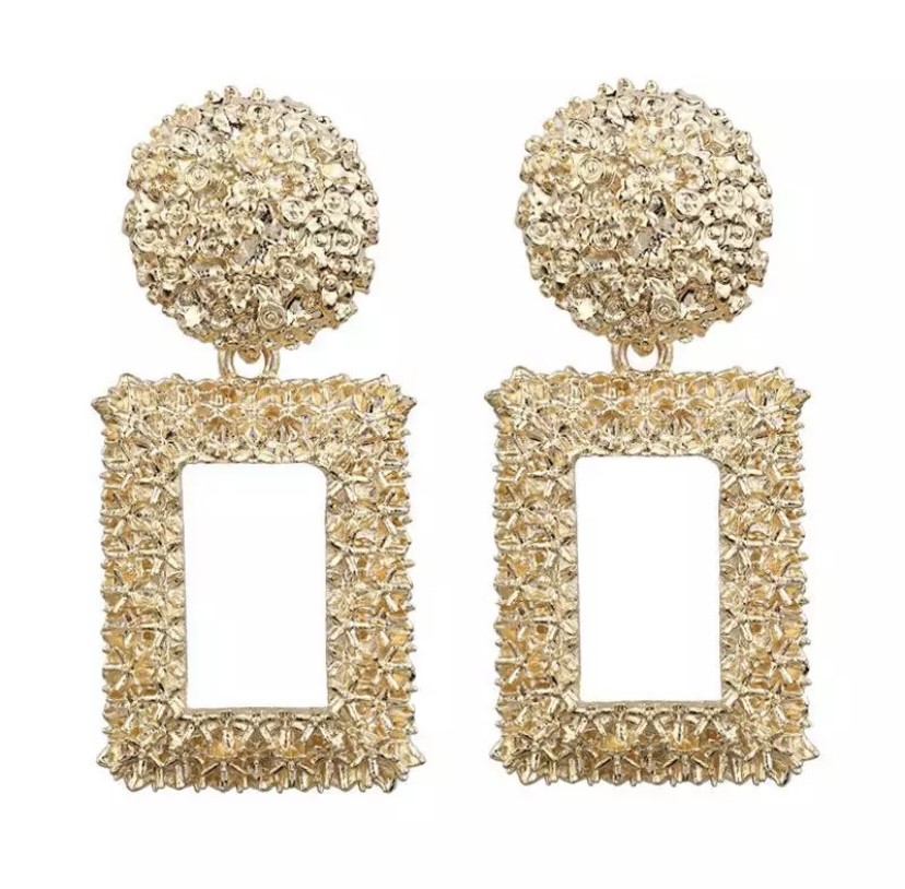 Aleyna Gold Textured Statement Earrings - Glamourize UK