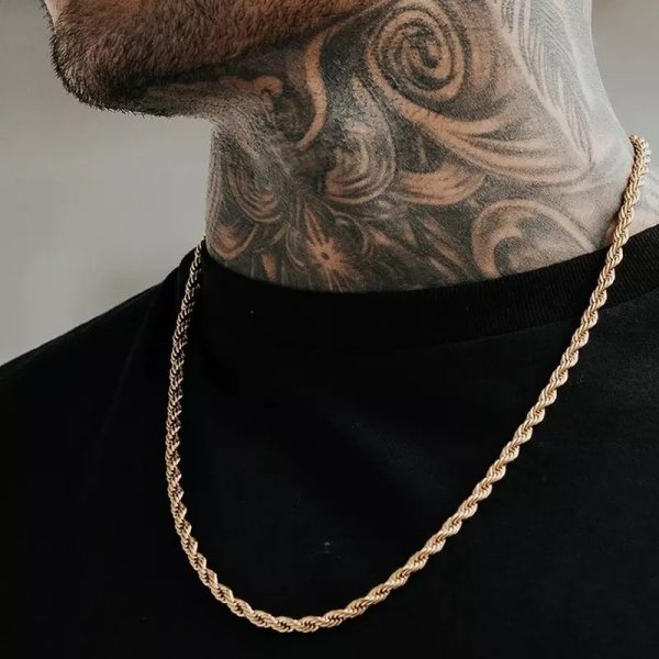 Mens Gold plated 6mm Rope Chain