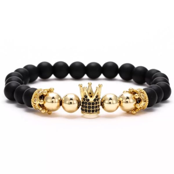 king crown gold cubic zirconia adjustable bracelet