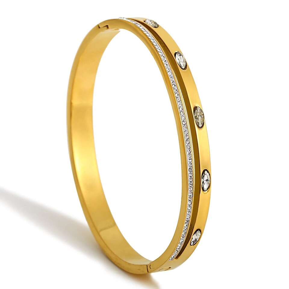 Luxury Gold Double Band Oval Bracelet